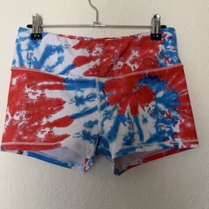 RokFit Womens Gym Shorts Medium Weight Lifting Red White Blue Volleyball Athlete